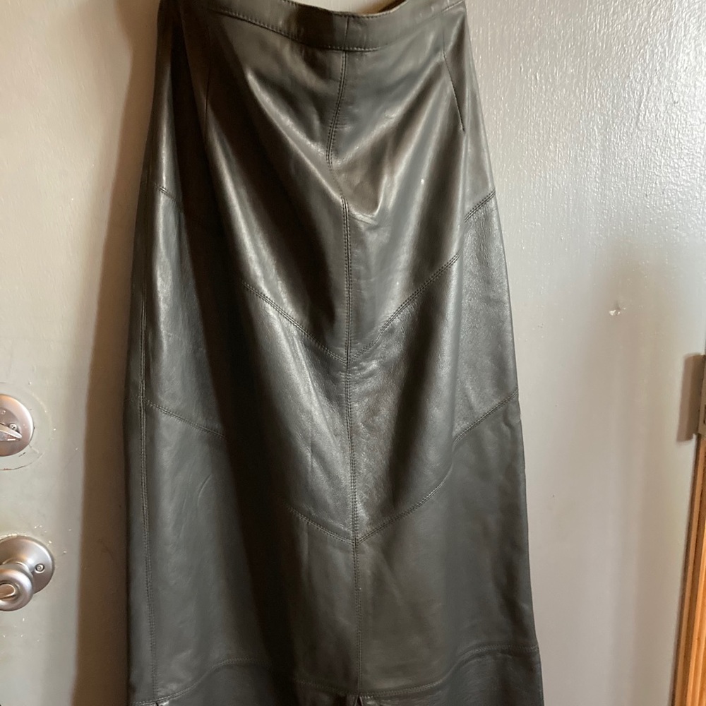 Leather Grey Mid calf Length Skirt